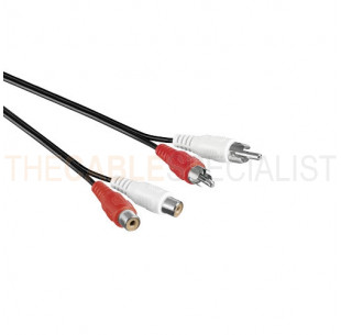Audio Extension Cable, 2x, Black, 1.5m