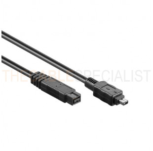 FireWire Cable, 9-pin - 4-pin, Black, 2m