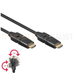 HDMI 1.4 Cable, Flexible, Black, 2m