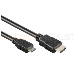 Mini HDMI 1.4 Cable, Black, 2m