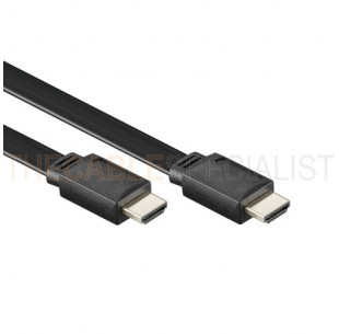 HDMI 1.4 Cable, Flat, Black, 1m