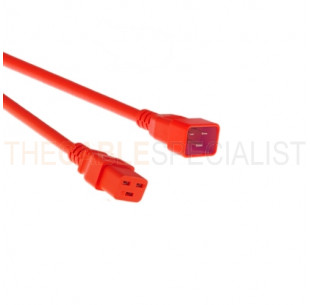 Power Cord, C20 - C19, 3x 1.50mm², Red, 3m