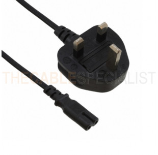 Power Cord, Great Britain (GB) - C7, 2x 0.75mm², Black, 2.5m