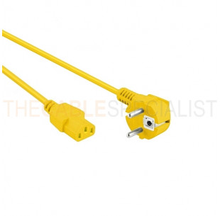 Power Cord, Schuko Angled - C13, 3x 0.75mm², Yellow, 1.8m