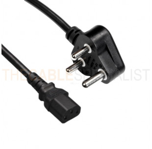 Power Cord, India - C13, 3x 0.75mm², Black, 1.8m