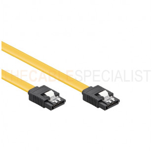 SATA Cable, 7-pin + Clip, Yellow, 0.5m