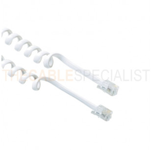 Modular Spiral Cable, RJ10 - RJ10, 1:1, White, 2m