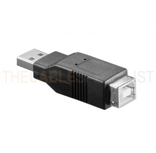 USB 2.0 Adaptor, USB-A female - USB-B male, Black