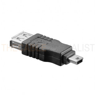 USB 2.0 Adaptor, USB-A female - USB-miniB5 male, Black