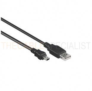 USB 2.0 Cable, A - Mini-B, Black, 3m