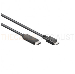 USB 2.0 Cable, C - Micro-B male, Black, 1m