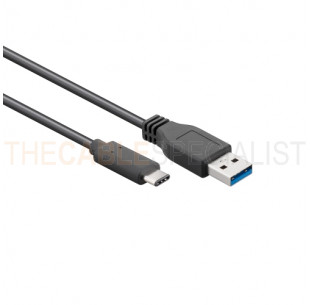 USB 3.0 Cable, C - A male, Black, 1m