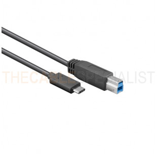 USB 3.0 Cable, C - B male, Black, 1m