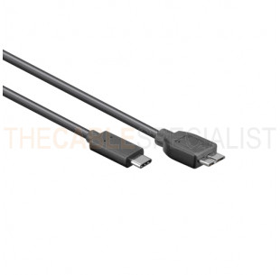 USB 3.0 Cable, C - Micro-B male, Black, 1m