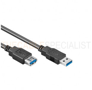 USB 3.0 Extension Cable, A - A, Black, 0.5m