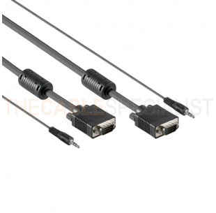 VGA Cable with Audio, High Quality, Black, 2m
