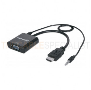 HDMI - VGA & Audio Adaptor, Black, 0.30m