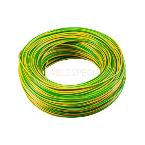 Wire, Stranded, Hook Up, H05V-K, HAR, Power/Control, PVC, Green, Yellow, 1  mm², 328 ft, 100 m