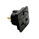 Power Converter, GB Socket - US Plug, Black