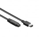 FireWire Cable, 9-pin - 6-pin, Black, 2m