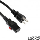 Power Cord, America (US) - C13 Lock (Easy Lock™), 3x AWG18, Black, 1.8m