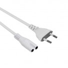 Power Cord, Europlug - C7, 2x 0.75mm², White, 1.8m