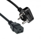 Power Cord, India - C19, 3x 1.50mm², Black, 2.5m