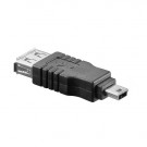 USB 2.0 Adaptor, USB-A female - USB-miniB5 male, Black