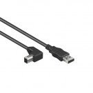 USB 2.0 Cable, A - B Angled, Black, 2m