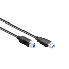 USB 3.0 Cable, A - B, Black, 0.5m