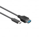 USB 3.0 Cable, C - A female, Black, 0.15m
