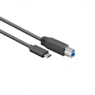USB 3.0 Cable, C - B male, Black, 1m