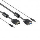 VGA Extension Cable with Audio, High Quality, Black, 15m