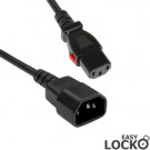 Power Cord, C14 - C13 Lock, 3x 1.00mm², Black, 2.5m