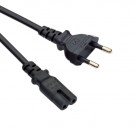 Power Cord, India - C7, 2x 0.75mm², Black, 1.8m